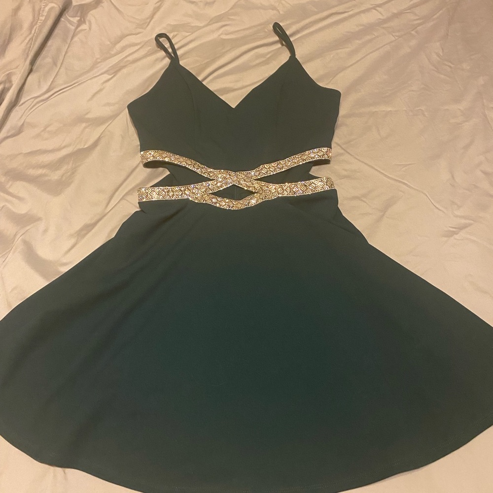Spectacular forest green with bling semi formal dress. Size 11